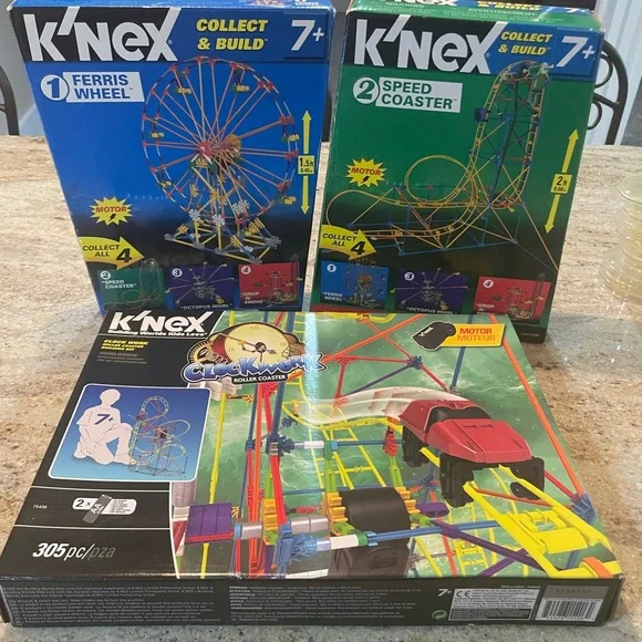 K’nex Collect & Build Ferris Wheel, Speed Coaster, Clockwork Roller Coaster - Picture 1 of 4